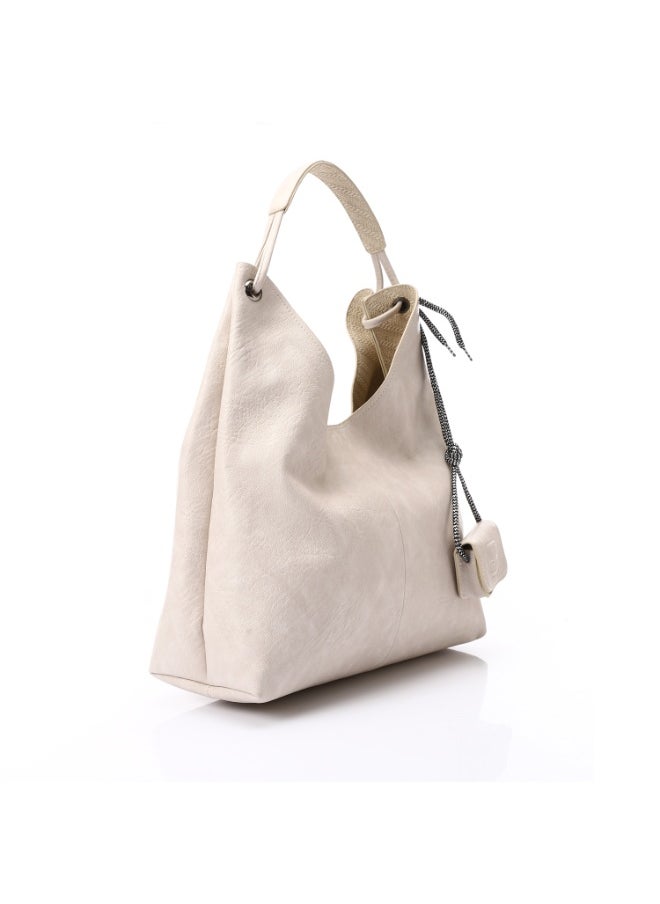 Mr.joe Mr Joe Beige Faux Leather Hobo Bag with Two Pouches Shoulder Bag for Women -4138  - Image 2