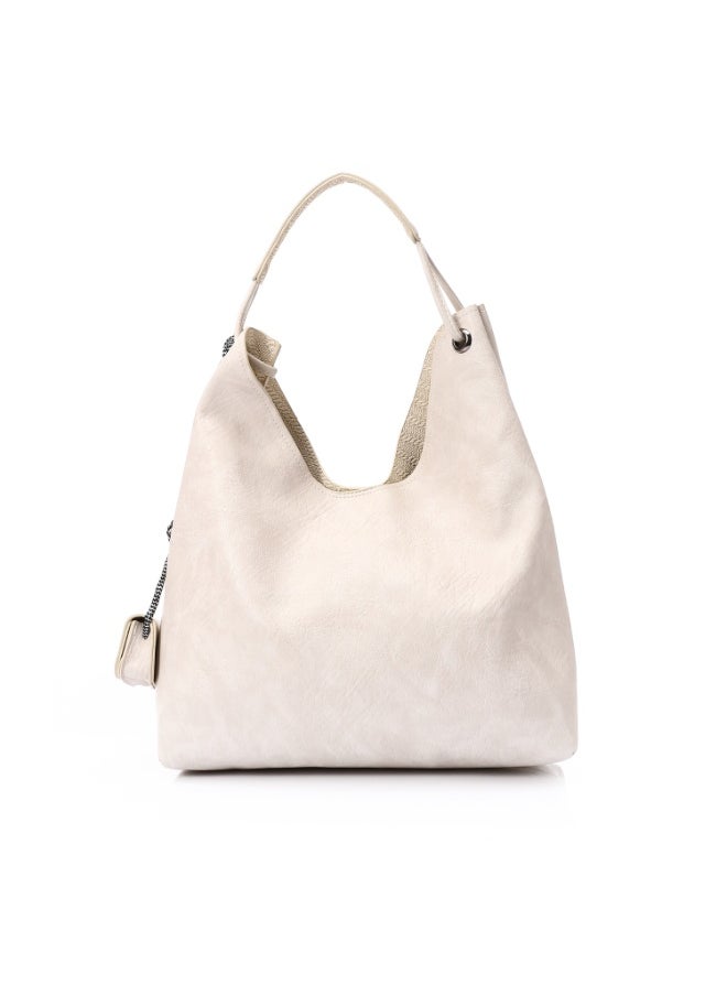 Mr.joe Mr Joe Beige Faux Leather Hobo Bag with Two Pouches Shoulder Bag for Women -4138  - Image 3