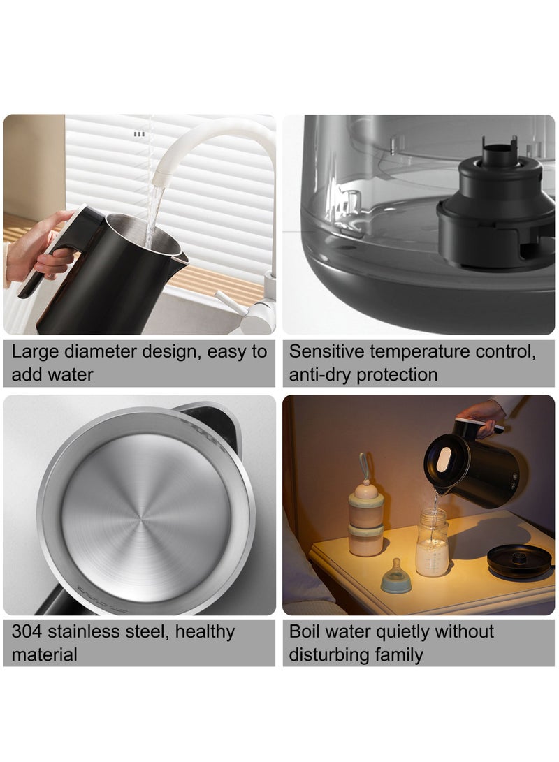 ريويل غلاية كهربائية، 1700 مل، 1500 واط، سريعة الغليان من الفولاذ المقاوم للصدأ، إيقاف تلقائي، درجة حرارة ثابتة لمدة 16 ساعة، مناسبة لرحلات العمل والتخييم والسفر والمكتب والمنزل، لون أسود - Image 5