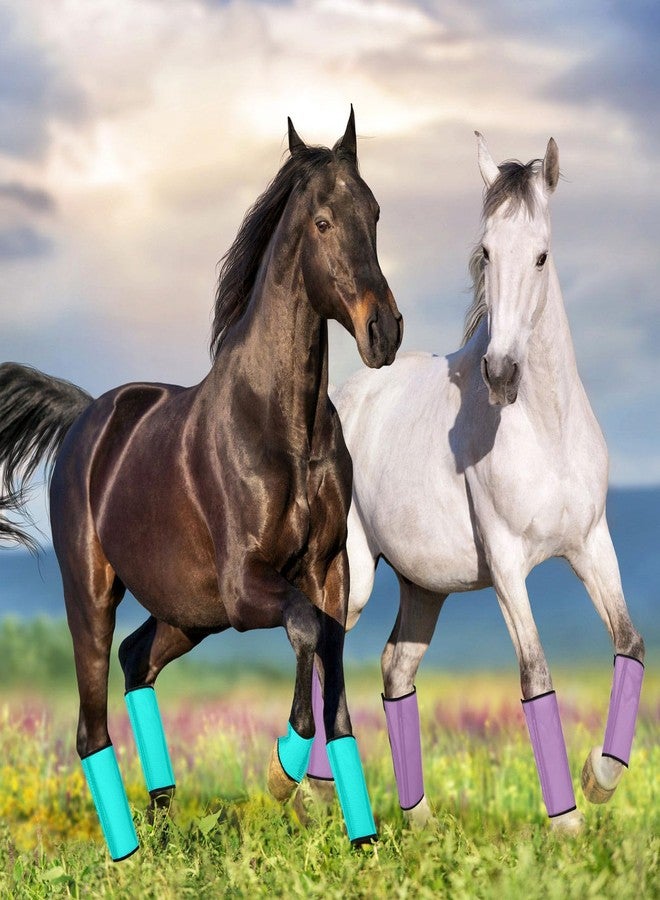 Jexine 12 Fly Boots for Horse Set of 12 Loose Breathable Mesh Horse Fly Sheets Protective Horse Leg Wraps Leggings for Preventing Flies and Mosquitoes Bites (Green, Purple, Yellow) - Image 5