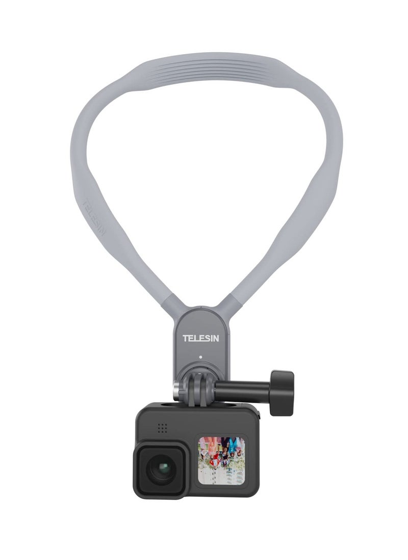 TELESIN Neck Mount Necklace Holder POV Selfie Hand Free Chest Shoulder Support Video Vlog Body Strap Attachment Accessories for GoPro Max Go Pro Hero 11 10 9 8 7 Insta360 One RS X2 X3 DJI Action 2 3 (S)  - Image 1