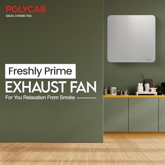 Polycab Freshly Prime 150mm Air Exhaust fan for Kitchen, Bathroom | Noiseless, Sleek Design Easy to Clean | High Speed, Powerful Motor, 100% Copper Winding, 3 Year WarrantySteel Finish - Image 2
