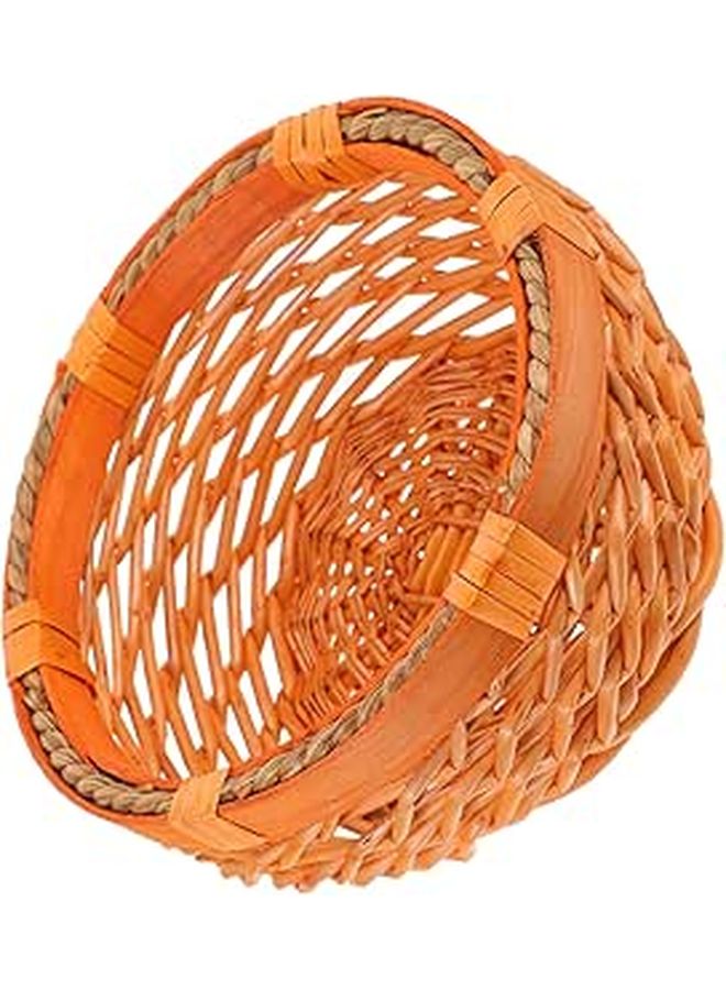 Vintage Woven Rattan Storage Basket Kitchen Countertop Organizer For Bread Snacks - Image 1