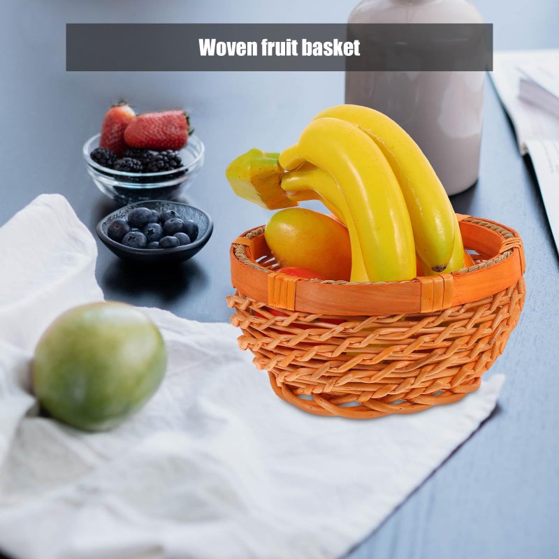 Vintage Woven Rattan Storage Basket Kitchen Countertop Organizer For Bread Snacks - Image 5