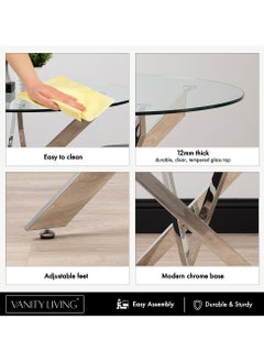 VANITY LIVING VANITY LIVING Dining Table - Davos Chrome Round 4-Seater  - Image 5