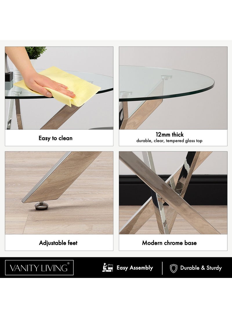 VANITY LIVING VANITY LIVING Dining Table - Davos Chrome Round 4-Seater  - Image 5