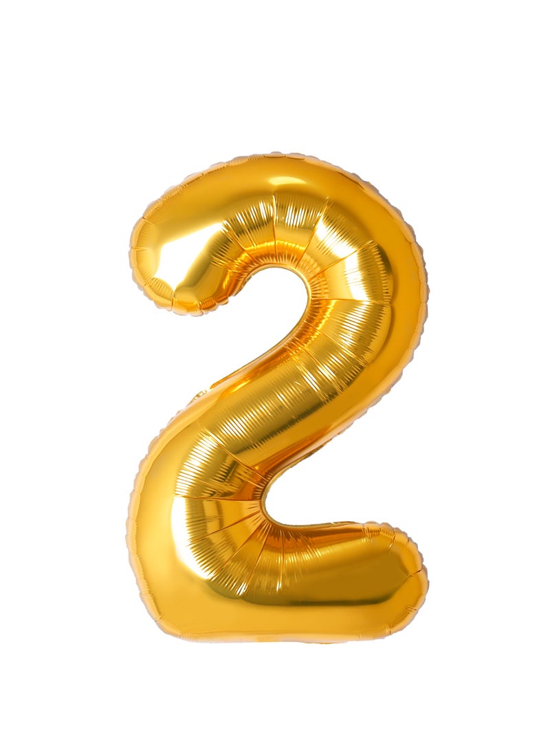 Party Zone Gold Foil Balloon Number 2 32" 