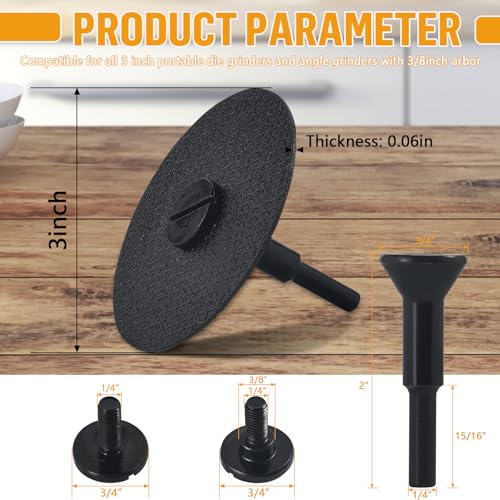 Funnytek 3 inch Cut Off Wheels with 1/4" Mounting Mandrel Kit, Mini Cutting Wheels Cutter Discs with 3/8" Arbor Hole for Die Grinder Cut-Off Wheels Mandrel Kit for Metal, Tile, Cement (15pcs +1pack Mandrel) - Image 2