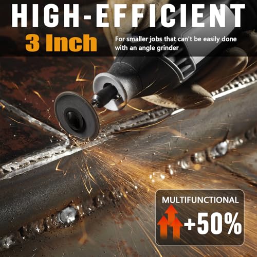 Funnytek 3 inch Cut Off Wheels with 1/4" Mounting Mandrel Kit, Mini Cutting Wheels Cutter Discs with 3/8" Arbor Hole for Die Grinder Cut-Off Wheels Mandrel Kit for Metal, Tile, Cement (15pcs +1pack Mandrel) - Image 3