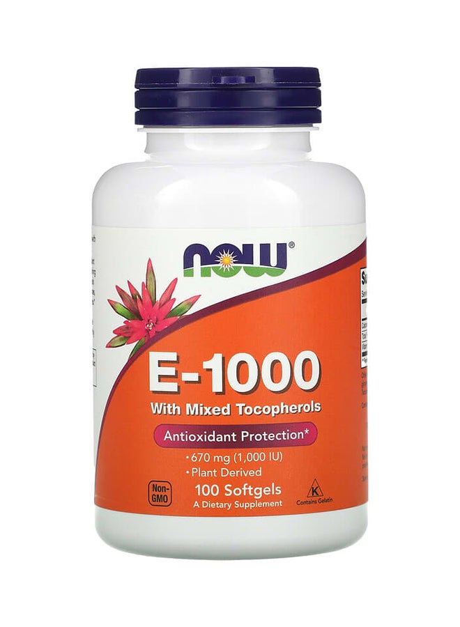 NOW Foods, E-1000 with Mixed Tocopherols, 670 mg (1,000 IU), 100 Softgels - Image 1