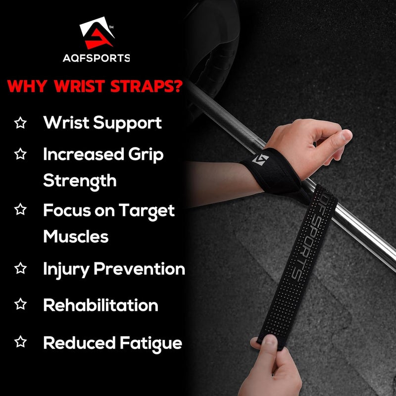 AQF Lifting Wrist Straps for Weightlifting, Powerlifting & Deadlifts – 23” Neoprene Padded Cotton Straps for Strength Training & Gym Workouts - Maximum Grip Support for Men & Women - Image 4
