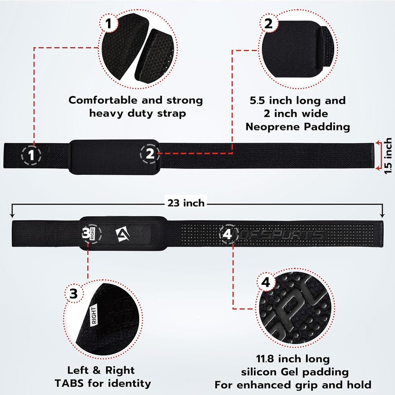 AQF Lifting Wrist Straps for Weightlifting, Powerlifting & Deadlifts – 23” Neoprene Padded Cotton Straps for Strength Training & Gym Workouts - Maximum Grip Support for Men & Women - Image 3