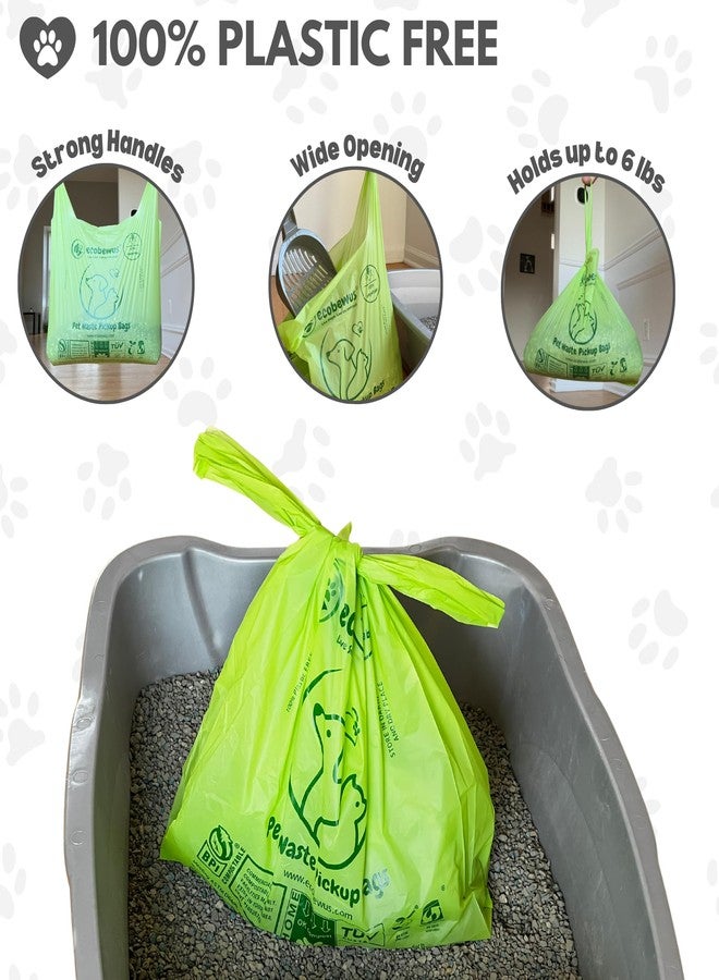 ecobewus 100% Compostable Pet Cat Waste Disposal Bag (120 Bags) Plant-Based Cat Litter Dog Poop Pickup Bags with Handles Diaper Sacks Disposable Bags US BPI ASTM D6400 & OK Compost Home Certified (120 ct.) - Image 4