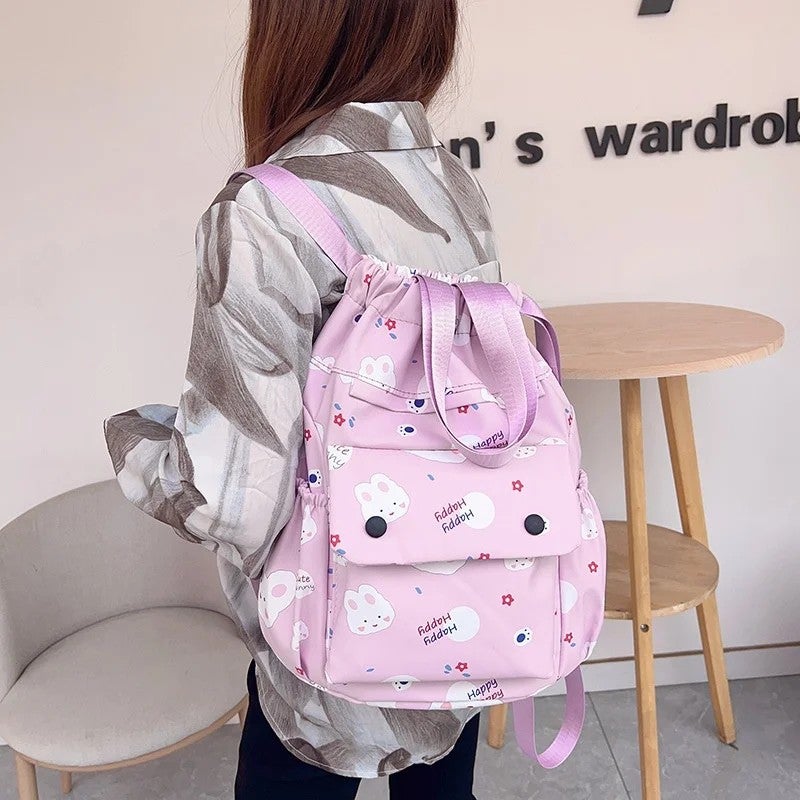 Bluejw Fashionable Lightweight Waterproof Oxford Drawstring Backpack Cartoon Design 20-35L Capacity Arcuate Shoulder Strap Easy-Closure - Image 3