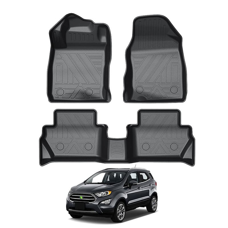 KUST Floor Mats for 20182022 Ford EcoSport Accessories TPE Rubber All Weather Car Mats for EcoSport Front Rear 2 Row Liners High Edges NonSlip US Model Only - Image 3