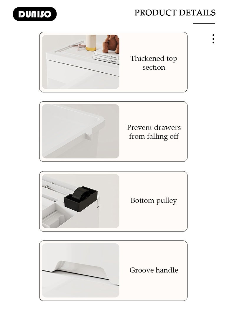 DUNISO 4-Layer  Storage Cabinet  with Wheels，Environmental Space Saving Dresser Storage Tower,Multifunctional Drawer Plastic Wardrobe，Storage Drawer Units   for Toys，Snacks，Books White - Image 5