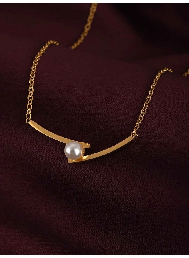 Palmonas PALMONAS 18k Gold Plated Pearl Pendant Necklace for Women
