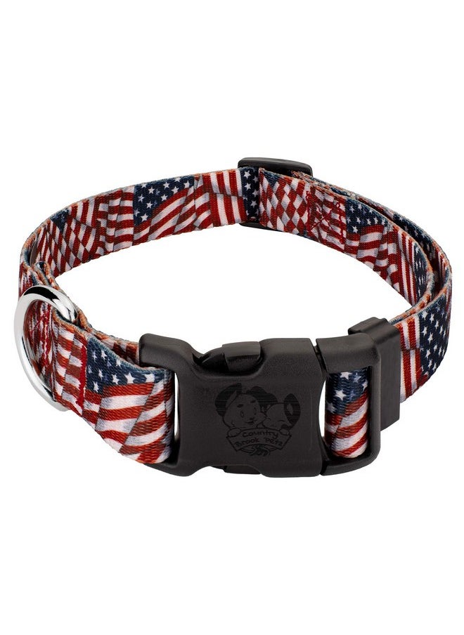 Country Brook Design Country Brook Petz 5/8 Inch Deluxe Adjustable Dog Collar for Small, Medium, Large Breeds - Americana Collection with Patriotic Designs (Patriotic Tribute, Small)  - Image 1