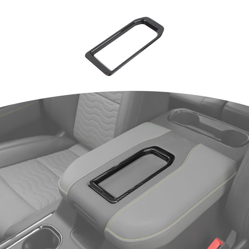 JOSHELA for Silverado Armrest Tray Trim Frame Carbon Fiber for Chevrolet Suburban 2020 Up Tahoe 2021 Up Silverado 2019 Up for GMC Yukon 2021 Up Sierra 2019 Up Carbon Fiber Interior Accessories