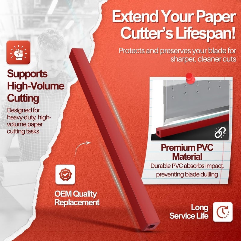 Flexzion 12" A4 Cutting Stick Replacement, Stack Paper Cutter Trimmer Blade Rubber Pad for Heavy Duty Professional Industrial Guillotine Stack Desktop, 12 inch Trimming Machine Accessories Parts - Image 3