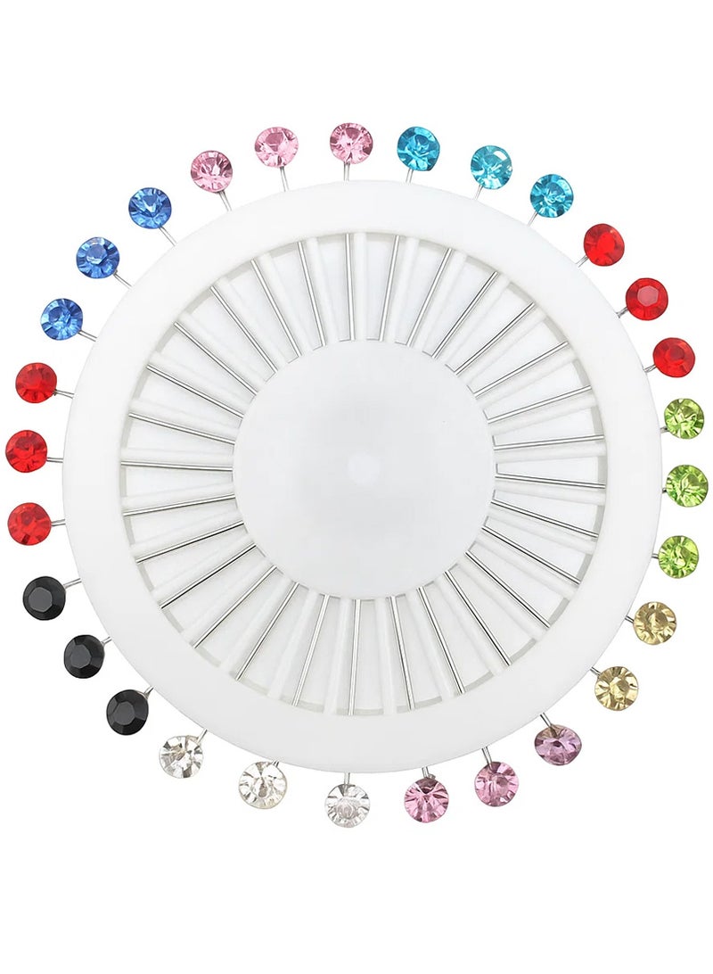 آینا مجموعة دبابيس حجاب عدد 30 قطعة بـ10 ألوان، دبابيس أمان برأس كريستال دائري لتثبيت الحجاب والوشاح، إكسسوارات أنيقة للنساء (قد تختلف الألوان المتنوعة) - Image 1