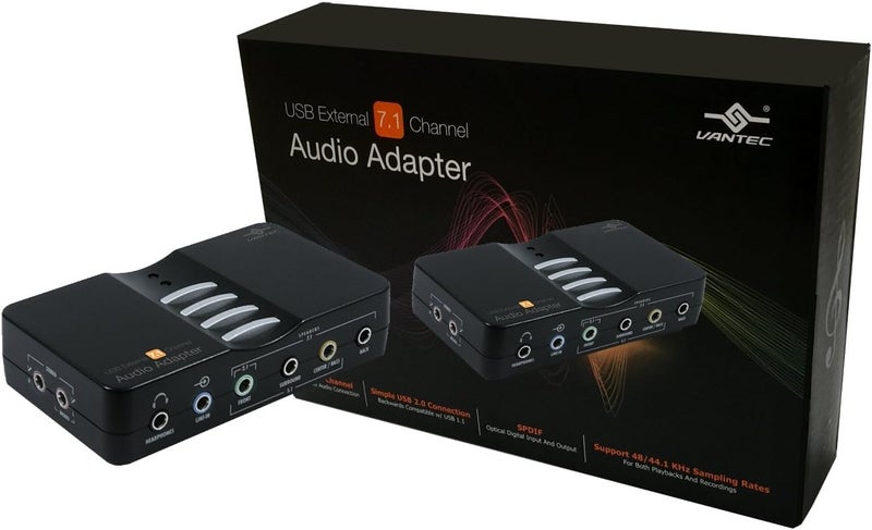Vantec NBA-200U USB External 7.1 Channel Audio Adapter (Black) - Image 1