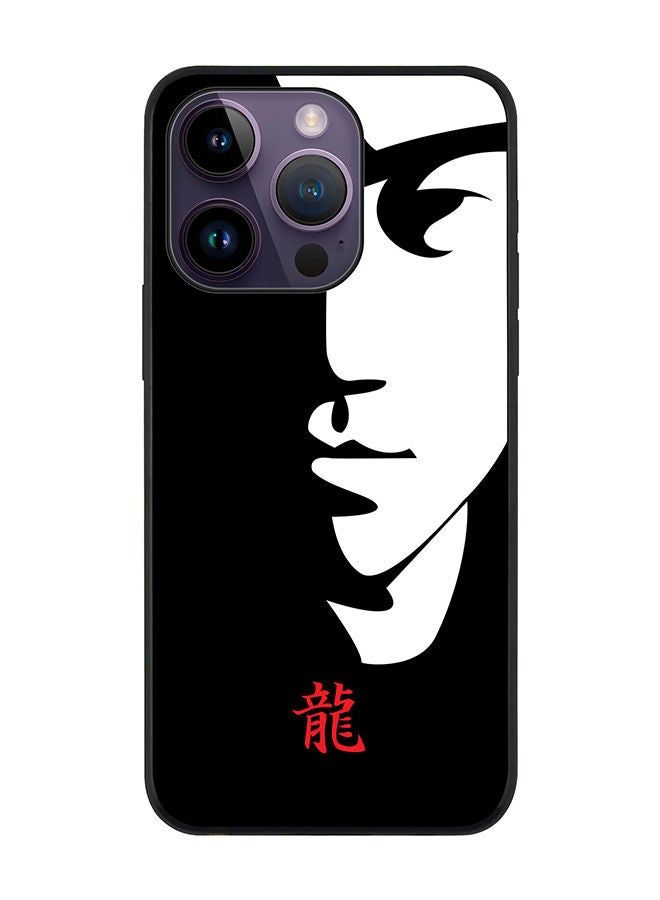 Stylizedd حافظة حواف سوداء متينة لجهاز آبل آيفون 14 برو، حافظة مرنة رقيقة من المطاط، حواف مضادة للسقوط، غلاف TPU جل رقيق - تيبيوت - بروس لي (أسود) - Image 1