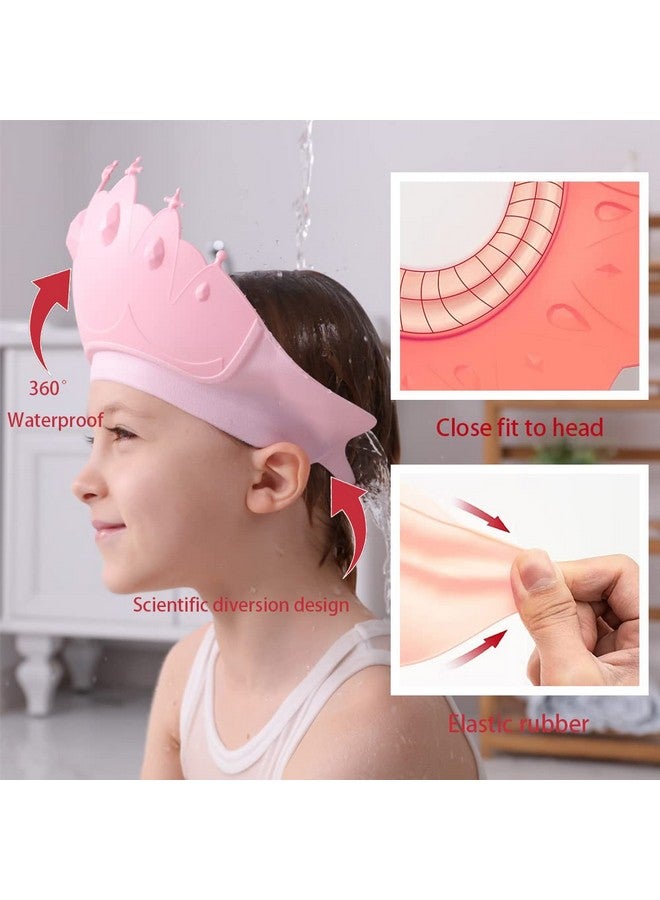 Thcbme Baby Shower Cap Shield, Baby bath set shower cap/water cup/massage brush,Visor Hat for Eye and Ear Protection for 0-9 Years Old Children,Cute Crown Shape Makes the Baby Bath More Fun (Pink) - Image 4