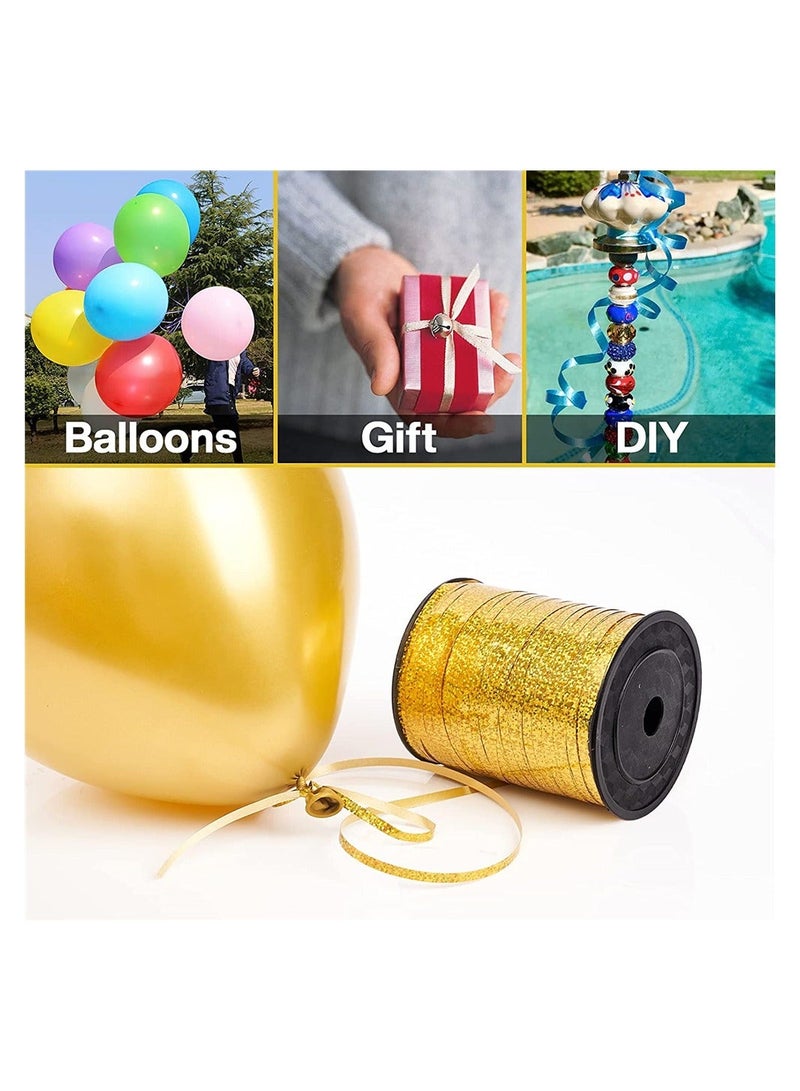 Gold Ribbon, 5mm x 500 Yard Curling Ribbon for Crafts, Crimped Ribbon, Shiny Ribbon for Gift Wrapping, Ribbon for Balloons String, Hair, Florist Flower (1 Roll)  - Image 2