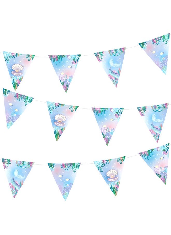 Decor365 Little Mermaid Party Flag Banner Backdrop Garlands Under The Sea Mermaid Party Hanging Decorations For Ocean Sea Underwater Pool Beach Side Theme Girls Birthday Party Supplies  - Image 1