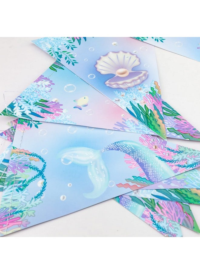 Decor365 Little Mermaid Party Flag Banner Backdrop Garlands Under The Sea Mermaid Party Hanging Decorations For Ocean Sea Underwater Pool Beach Side Theme Girls Birthday Party Supplies  - Image 3