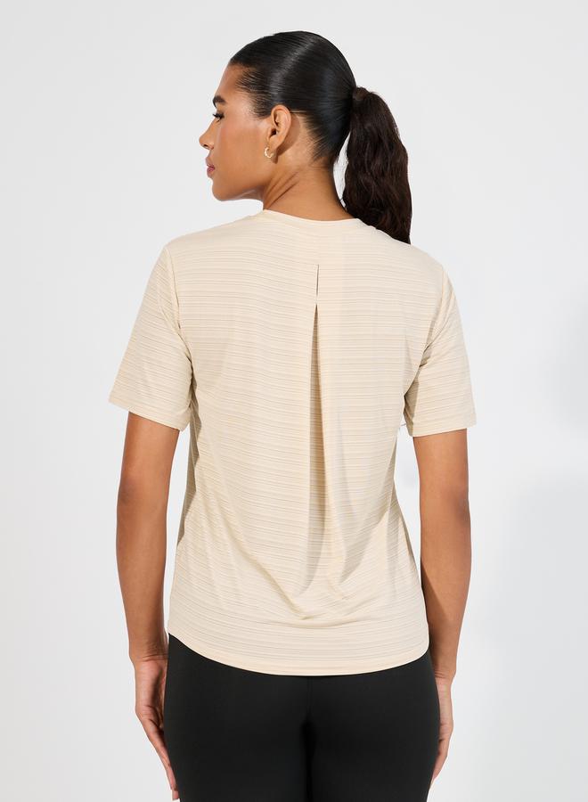 Styli Striped Pattern Back Pleat Detail Top  - Image 4