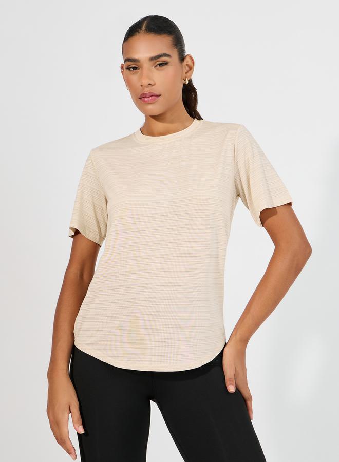 Styli Striped Pattern Back Pleat Detail Top  - Image 1