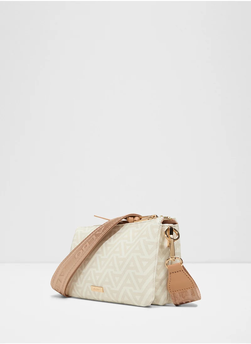 الدو Zip Through Logo Print Crossbody