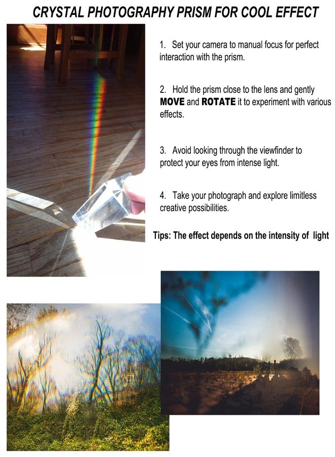 Sumnacon Photography Prisms, Optical Crystal Glass Triangular Prisms for Teaching, 60mm Glass Prism Rainbow Light Spectrum Effects, Photography Accessories - Image 2