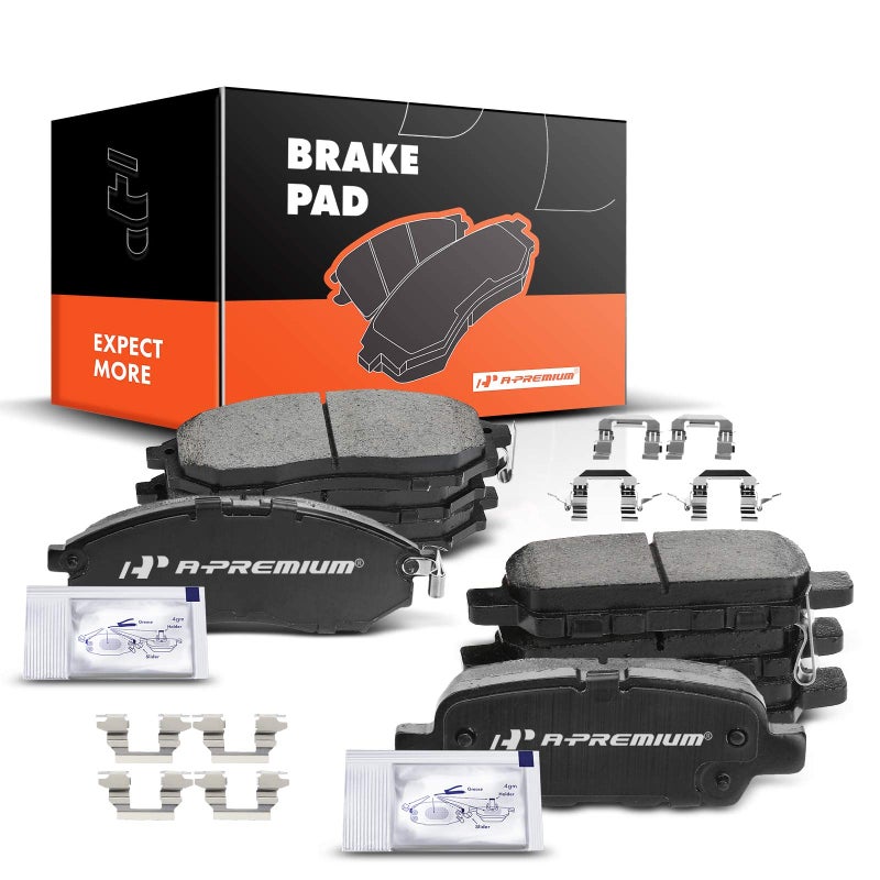 مجموعة وسادات فرامل سيراميك أمامية وخلفية من APremium متوافقة مع بعض طرازات نيسان وإنفينيتي G37 سيدان موراينو 370Z QX70 QX50 Q70L Q70 Q40 M56 M45 M37 M35H M35 G35 G25 FX45