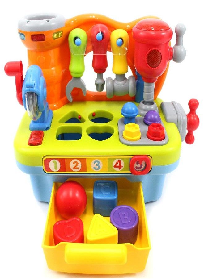 CifToys CifToys Musical Learning Workbench Toy for Kids Construction Work Bench Building Tools with Sound Effects & Lights Engineering Pretend Play  - Image 2