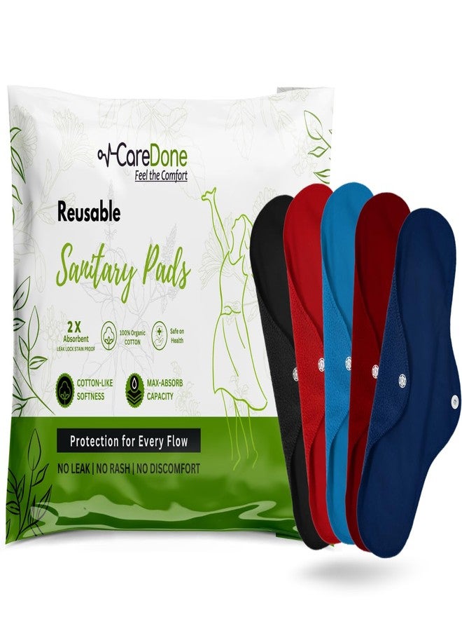 Caredone Reusable Pads | Maxi Cloth Pads | Sanitary Cloth Napkins | Skin Friendly Menstrual & Washable Pad | Heavy Flow Absorption,Comfortable & Free From Rashes. (05 - Reusable Cloth Pads) - Image 1