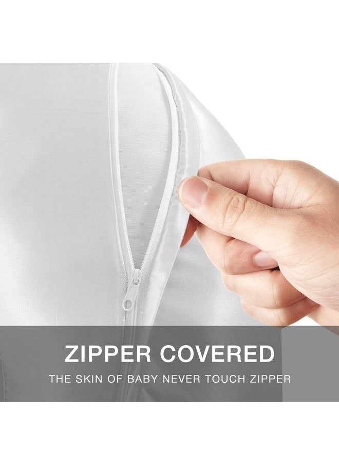 Pro Goleem - Satin Nursing Pillow Cover 2 Pack Soft Silk Feeling Feeding Pillow Slipcover For Breastfeeding Moms Fits Standard Infant Nursing Pillow Or Positioner Gray And White - Image 1