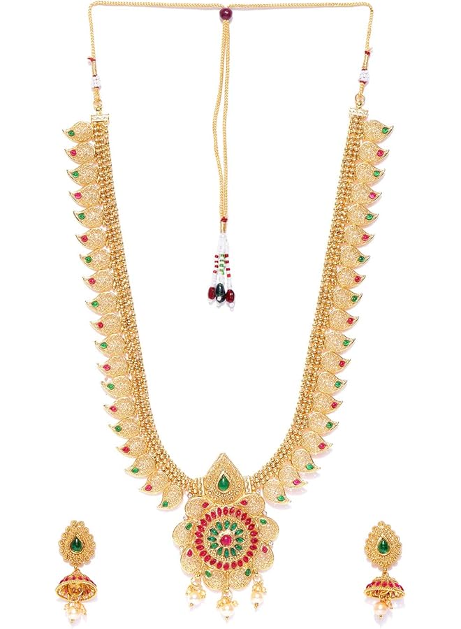 YouBella Stylish Latest Traditional Jewelery Gold Plated Jewelery Set for Women (Golden)(YBNK 5525) - Image 2