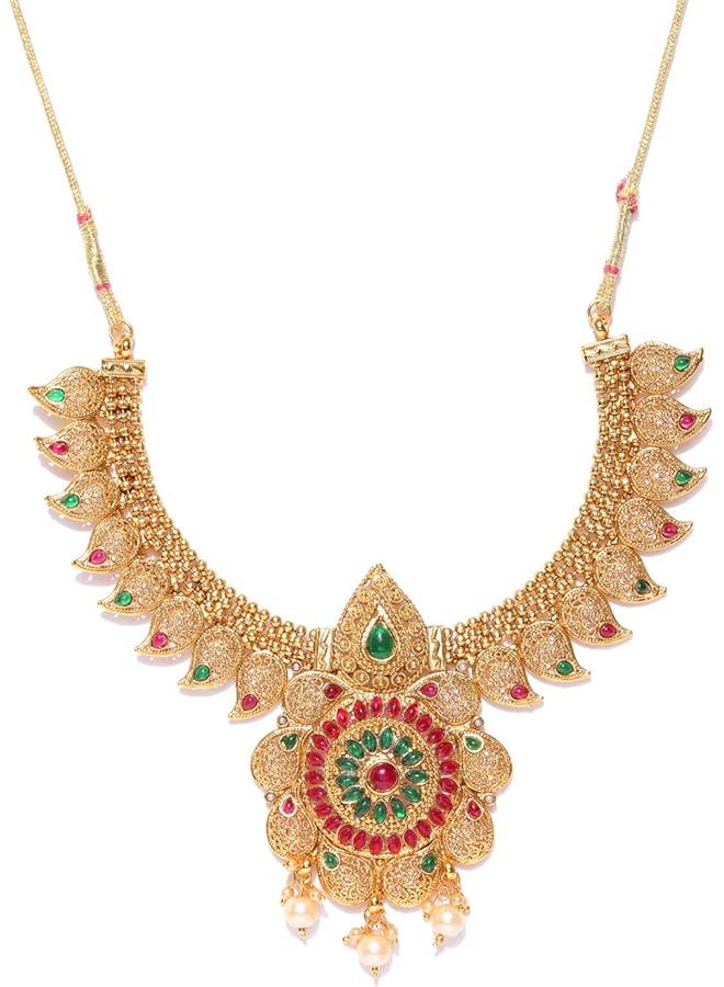 YouBella Stylish Latest Traditional Jewelery Gold Plated Jewelery Set for Women (Golden)(YBNK 5525) - Image 3