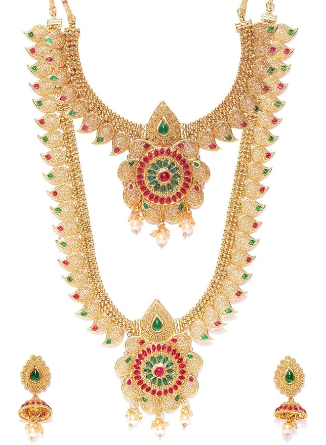 YouBella Stylish Latest Traditional Jewelery Gold Plated Jewelery Set for Women (Golden)(YBNK 5525) - Image 1