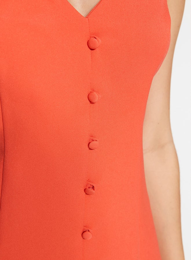 trendyol Pomegranate Flower A-Cut Flounce Button Detail Mini Woven Dress  - Image 4