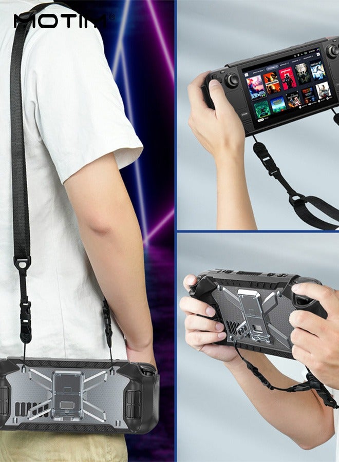 Motim Kickstand Case for Steam Deck with Stand Shoulder Strap Shockproof Non-Slip Anti-Scratch Protective Cover Shock-Absorption Protector Accessories Skin Compatible with Steam Deck  - Image 2