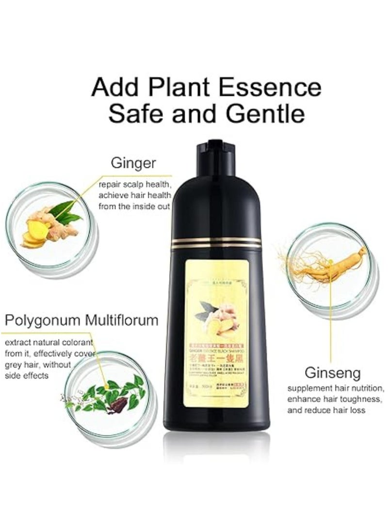 Mokeru Professional Mokeru Hair Color Shampoo Black Men Women, 500ml Mokeru Hair Shampoo for Gray Coverage, Natural Ginger Hair Color Shampoo, Ammonia Free Hair Color for Men, Healthy Hair Dye Shampoo Safe Hair Dye Cover - Image 4
