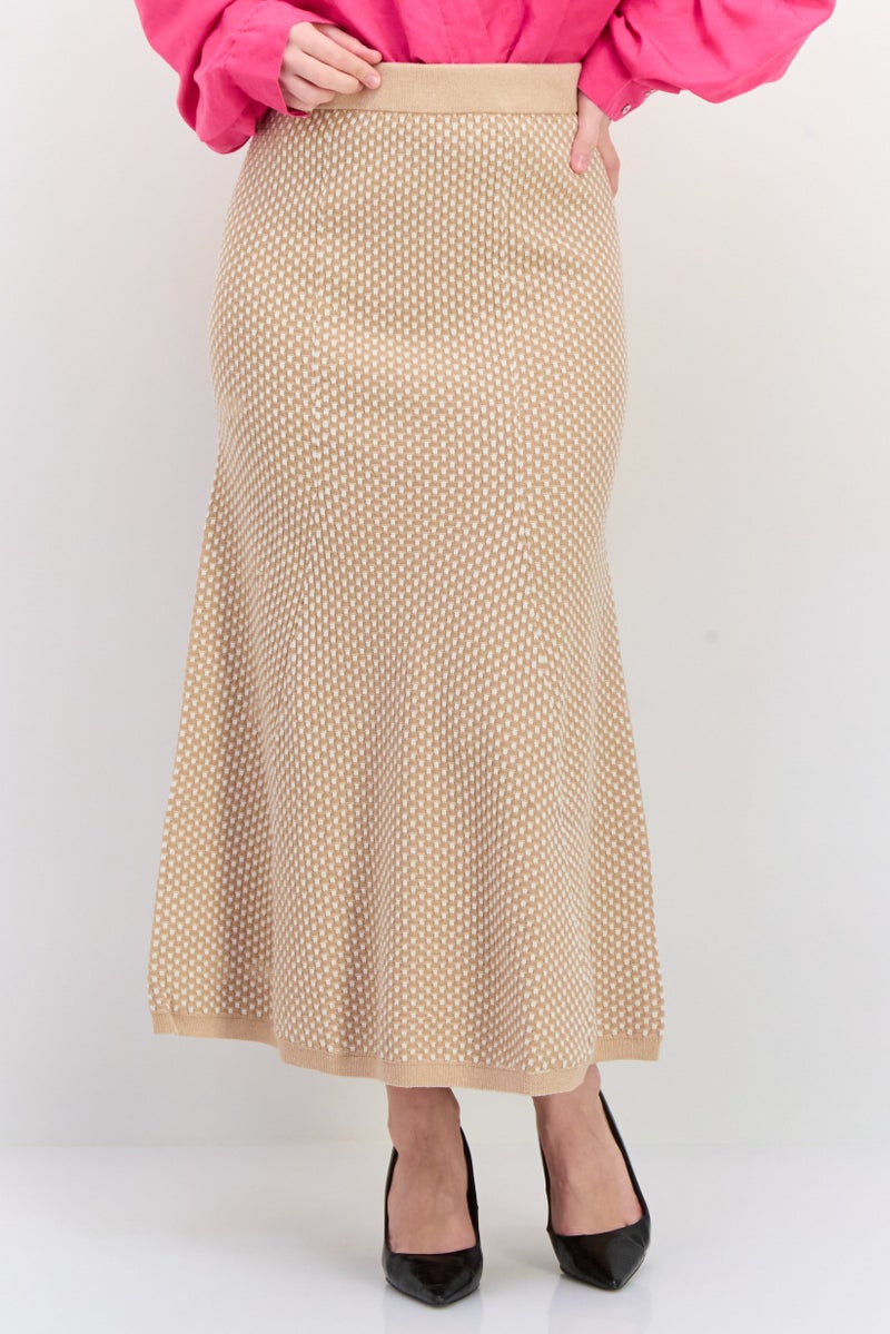 ESPRIT Women Textured Maxi Skirt, Tan - Image 1