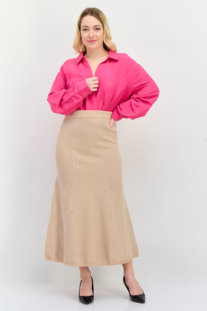 ESPRIT Women Textured Maxi Skirt, Tan - Image 4