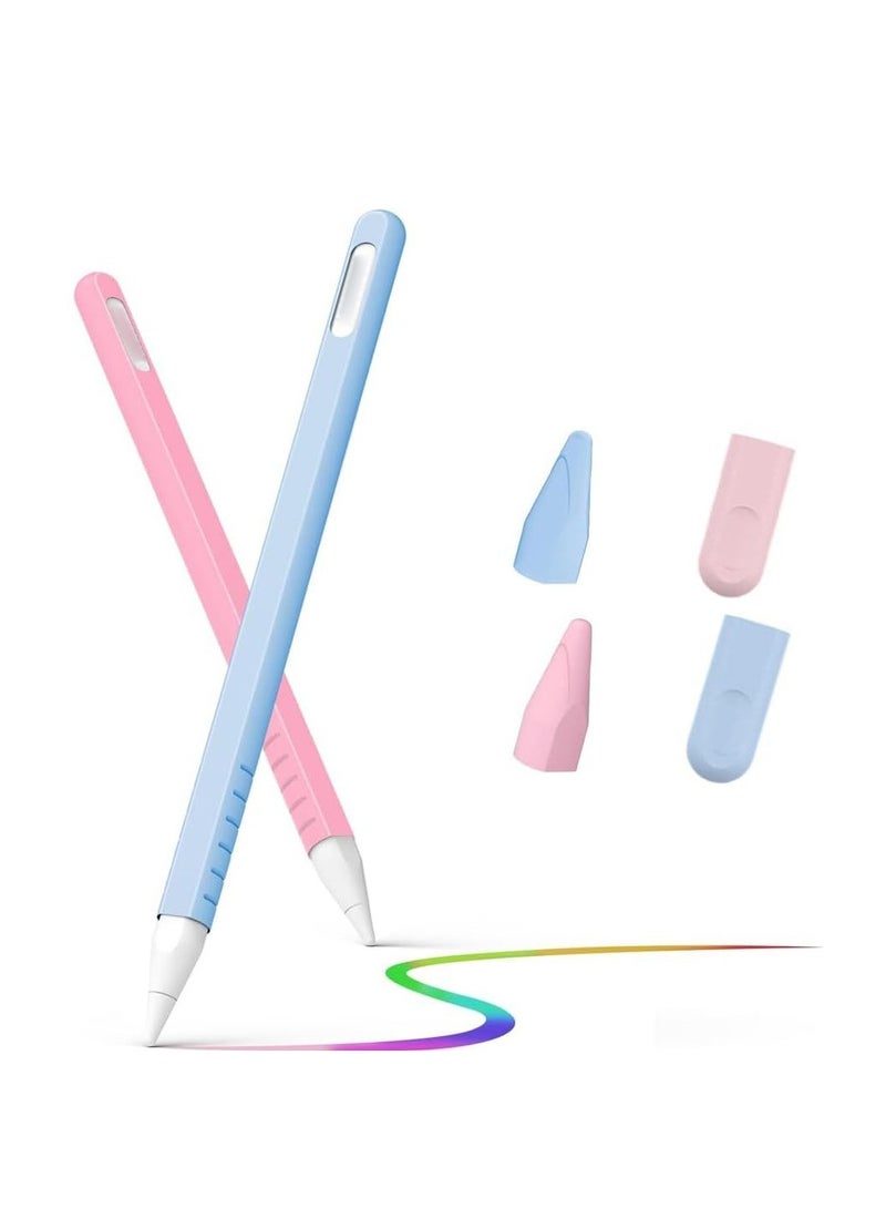 Case For Apple Pencil 2nd Generation 2 Pack Protective Silicone Cover + 2 Nibs Cover Fit For IPad Pro 11 12.9 Inch Soft Sleeve Compatible With Magnetic Charging And  - Image 1