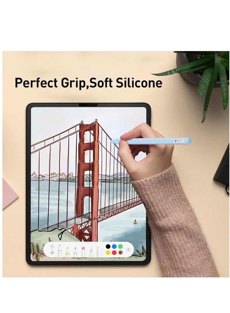 Case For Apple Pencil 2nd Generation 2 Pack Protective Silicone Cover + 2 Nibs Cover Fit For IPad Pro 11 12.9 Inch Soft Sleeve Compatible With Magnetic Charging And  - Image 3