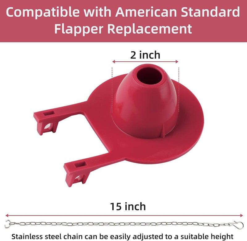 Hibbent 2 Pack 2-inch Universal Toilet Tank Flapper, Long Lasting All Rubber Seal Flapper Replacement Compatible with American Standard Water Conserving, High Performance, Easy to Install- Red - Image 3